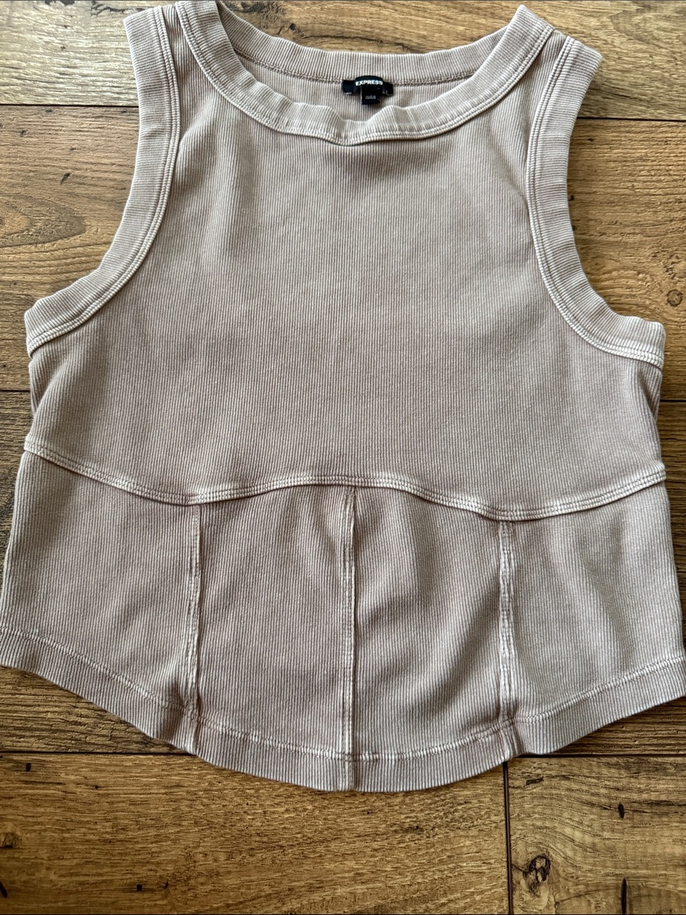 Express Ribbed Tank Top in Taupe - Picture 4 of 7